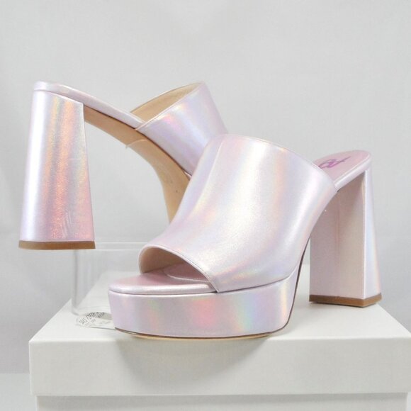 NIB$530 Bettina Vermillon Anita Platform Mules Block Heel Slip-0n Sandals 38.5 - Picture 13 of 16